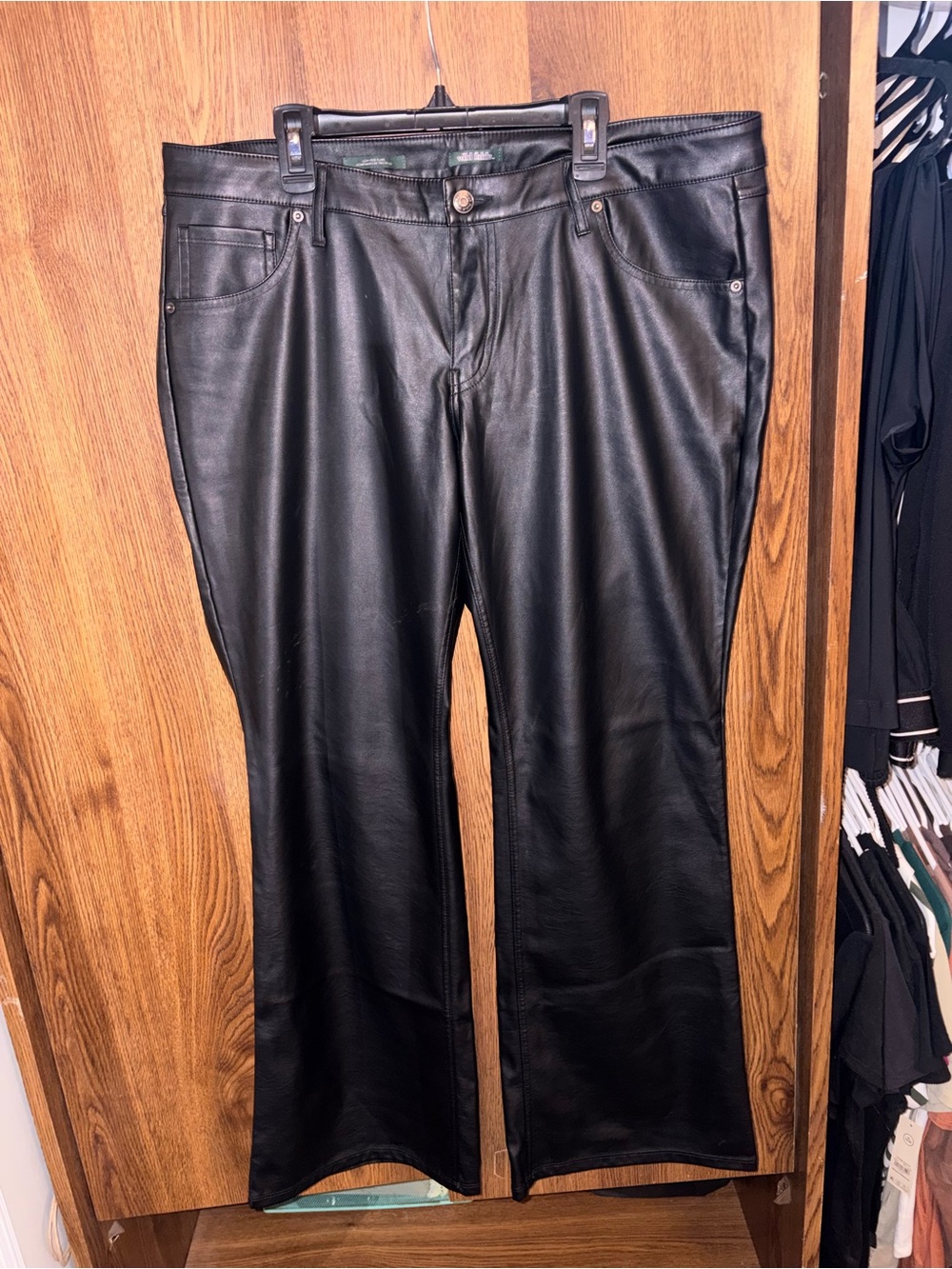 wild fable Black Faux Leather Flare Jeans